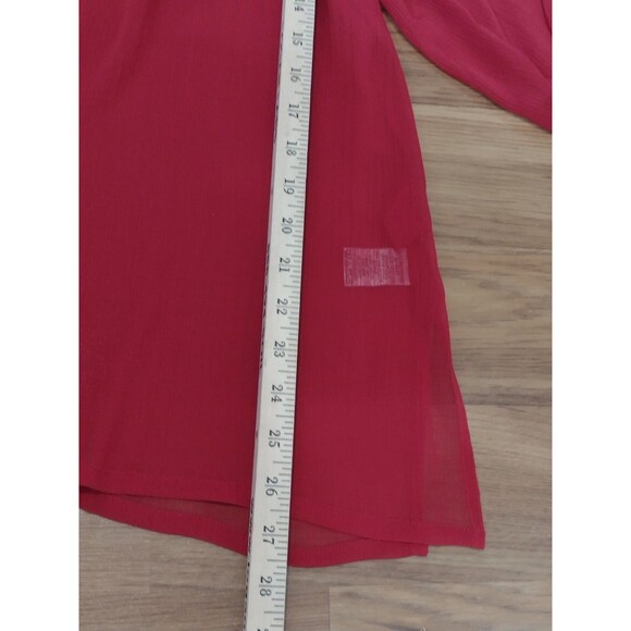 Linea By Louis Dell'Olio Red Sheer Button Front Blouse Size 1X - Picture 13 of 15